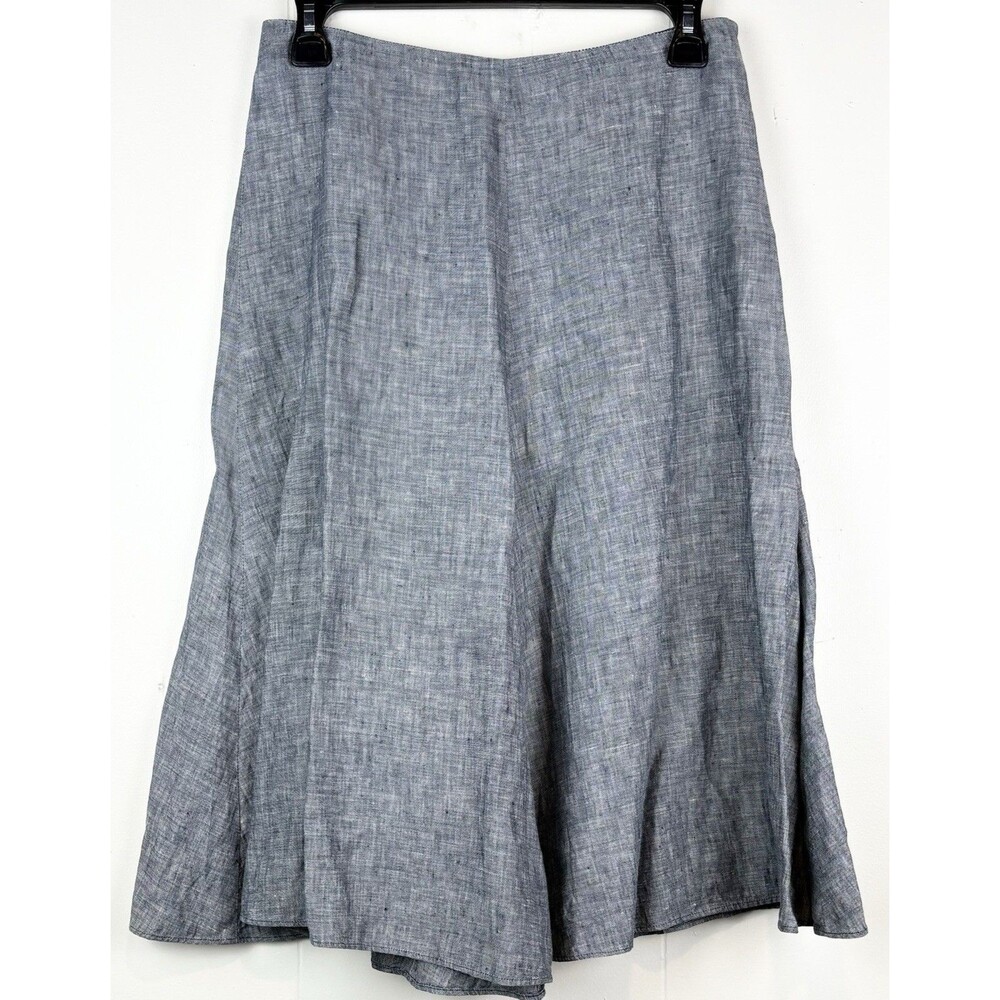 Banana Republic Skirt Gray 100% Linen Luxury Minimalist Classic Lagenlook Size 0